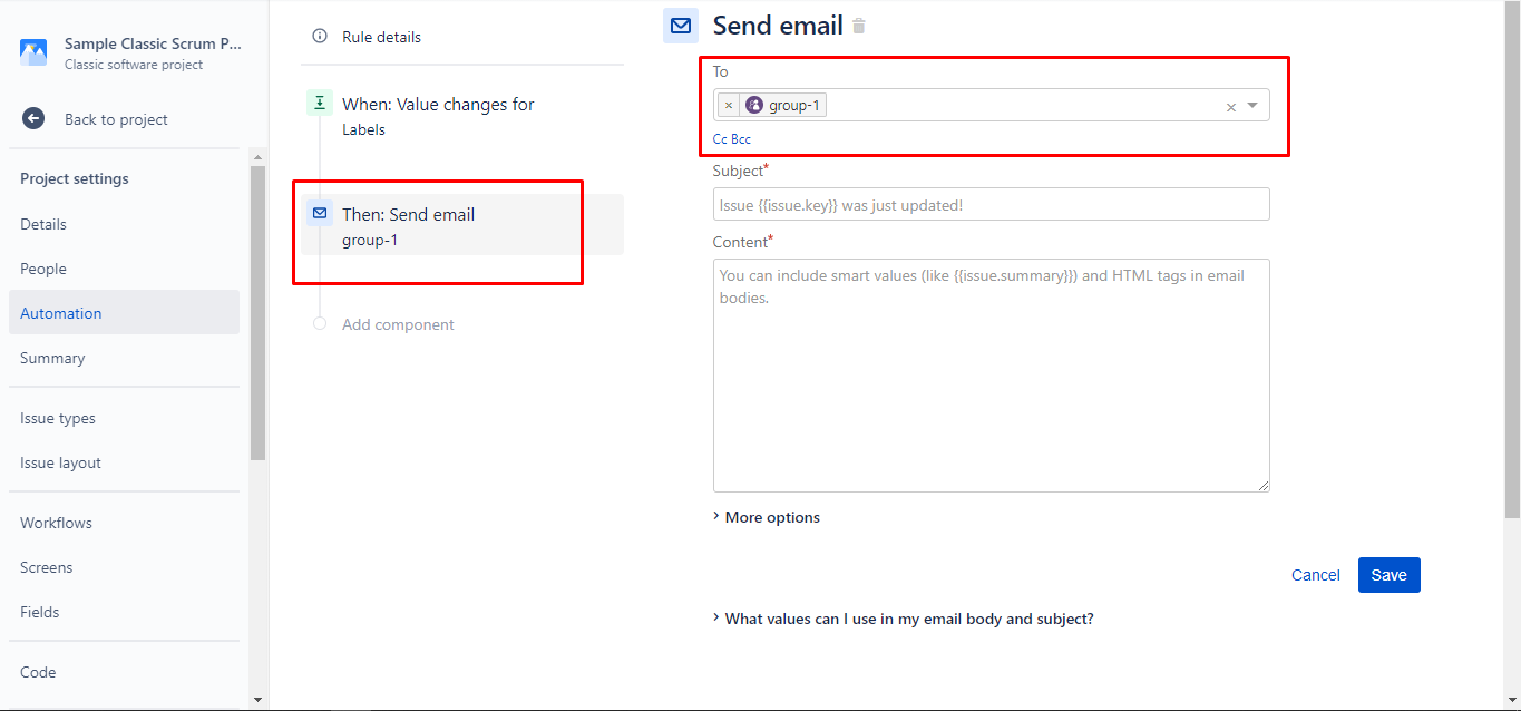 Solved Trigger of email notification on tagging labels in...