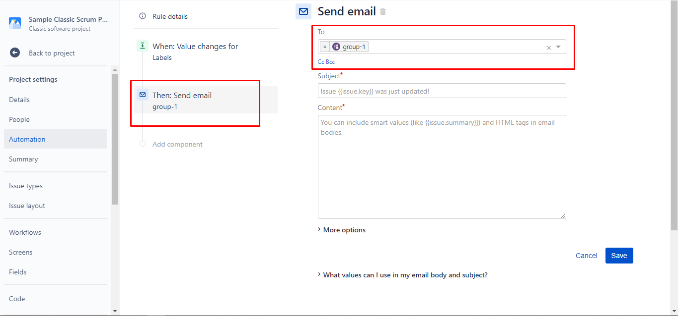 Solved: Trigger of email notification on tagging labels in...