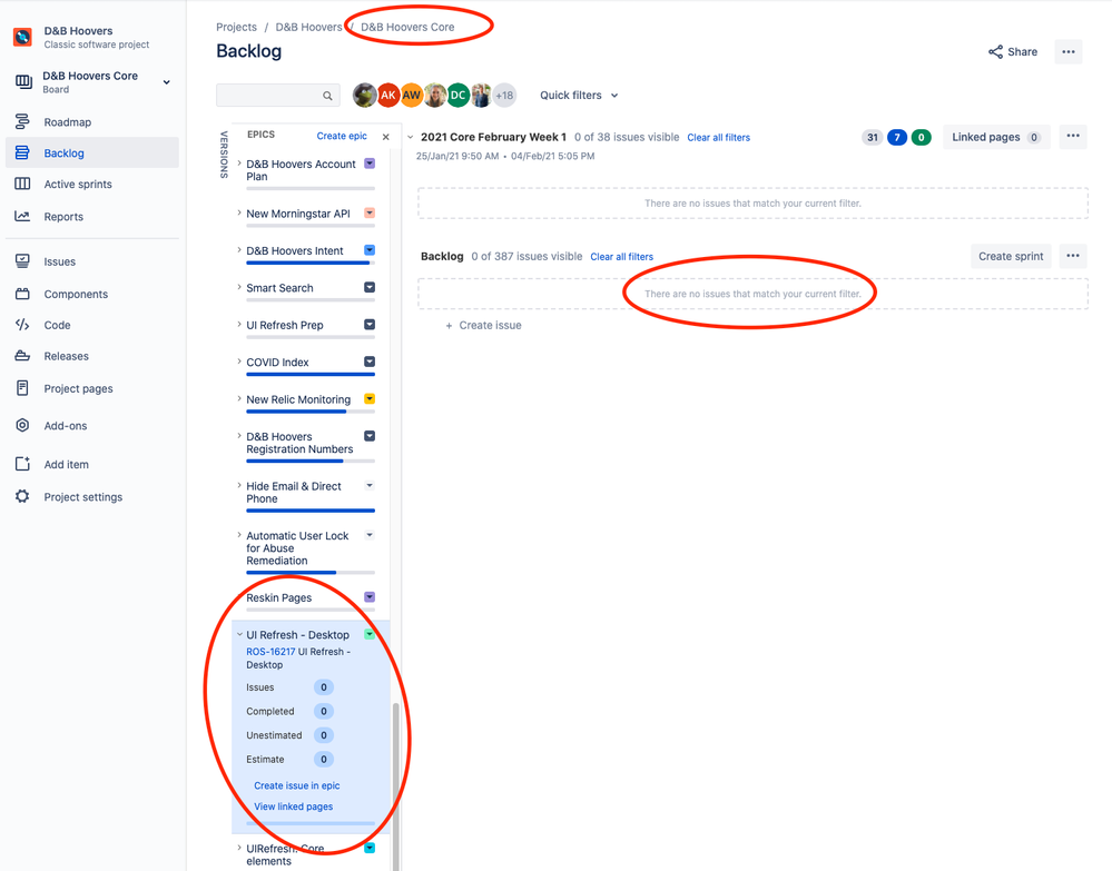 Solved Epics in backlog filter panel showing in wrong boa...