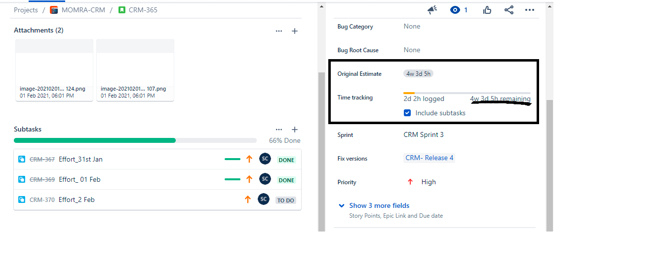 Solved Sub Tasks Effort Is Not Cascading To Story Effort