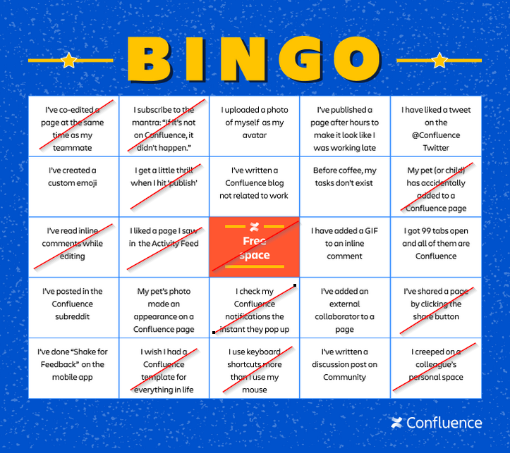 Confluence Bingo Round 2! - Atlassian Community