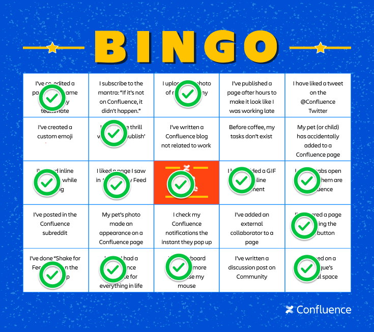Confluence Bingo Round 2! - Atlassian Community