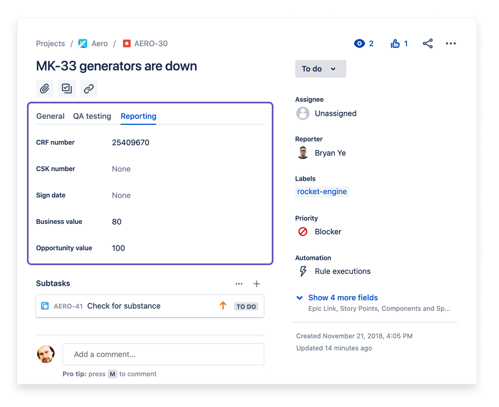 Tabs are now on the left hand side of Jira Cloud's...