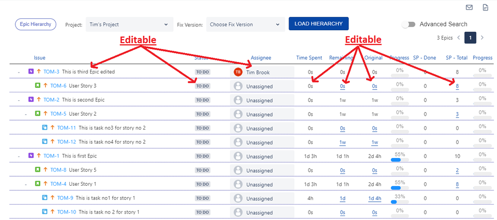 Show Issues by Hierarchy: Epic, Story, Task Query?