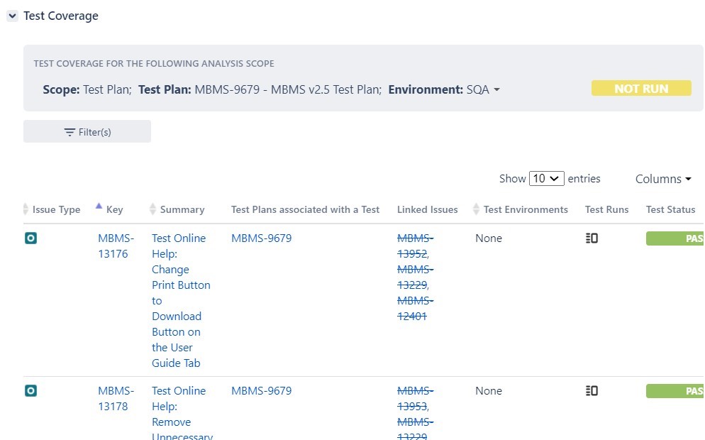 Requirement Test Status discrepancies in Jira Xray...