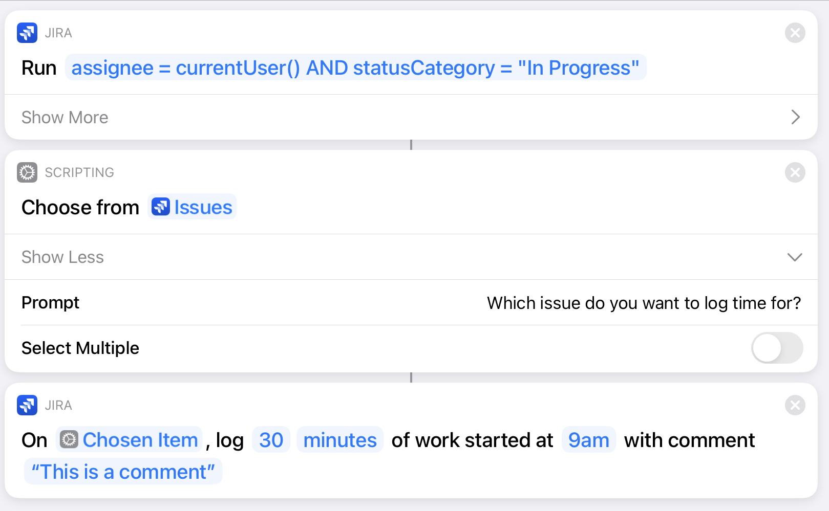 Create Jira Cloud mobile shortcuts using Apple’s Shortcuts app