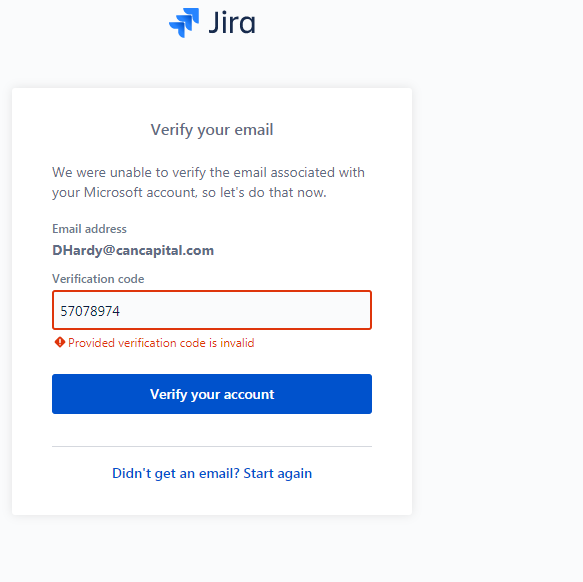 Verification code is invalid