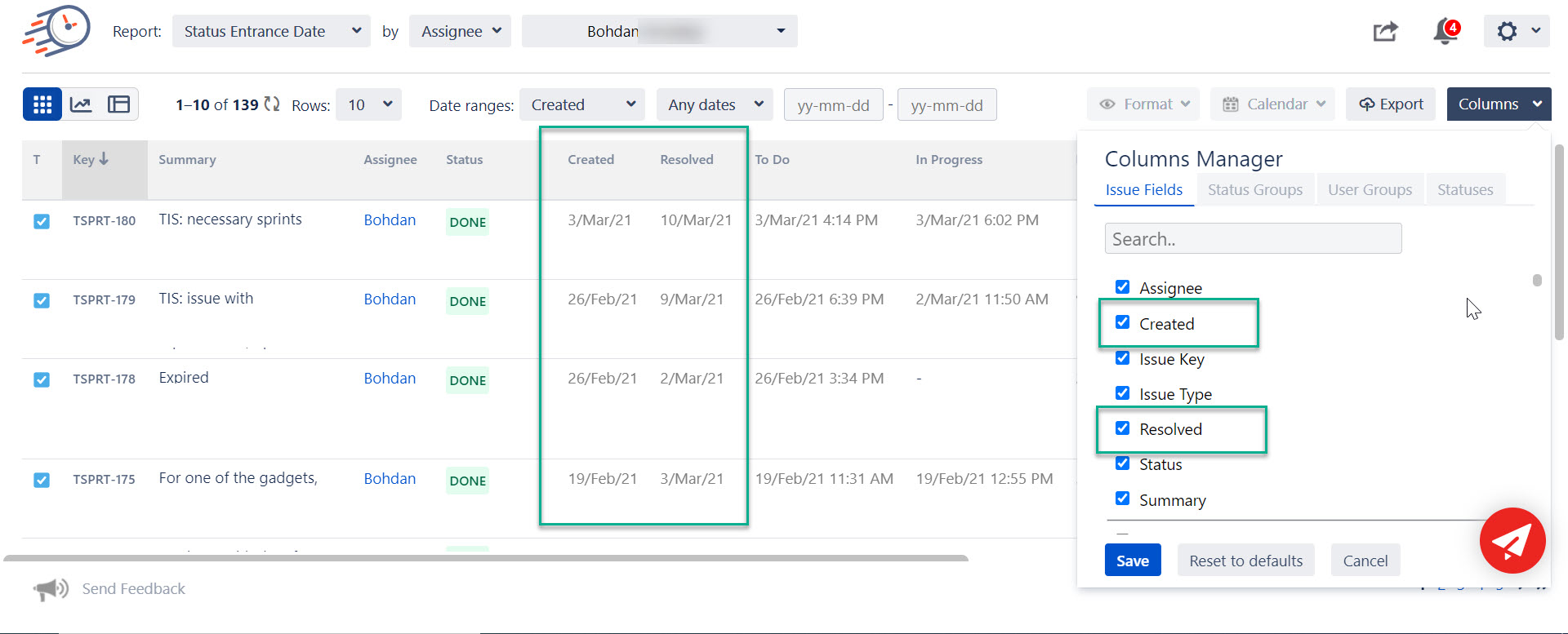 How to filter the tickets by end date?