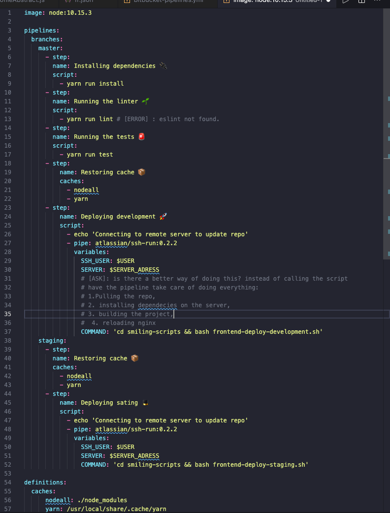 ELI5 bitbucket pipelines. Error when running eslin...
