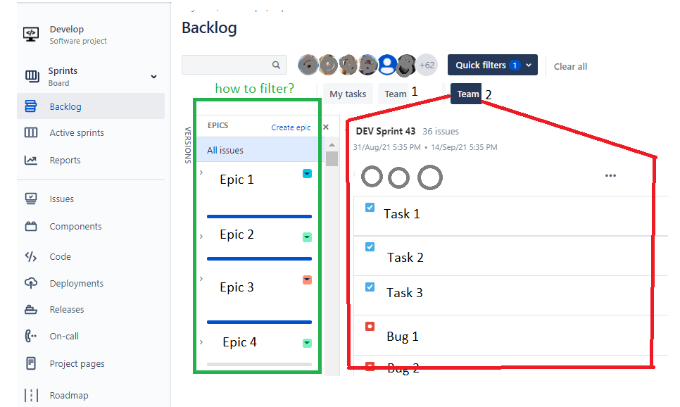 Epics filtering on Sprint Backlog board