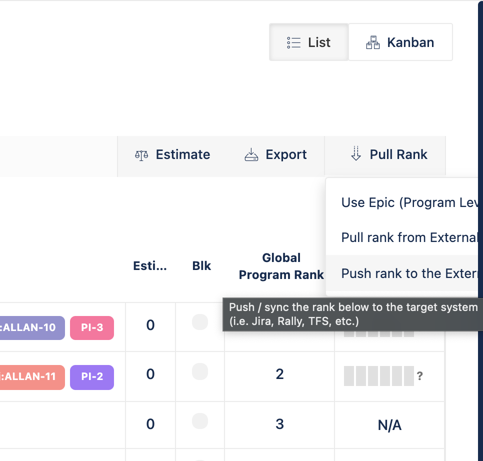 Feature (Jira Epic) Backlog priority sync to Jira