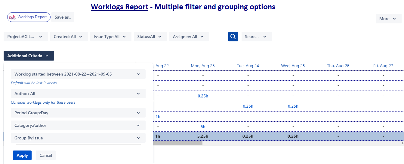 Solved Need to filter for for certain period logged hours...