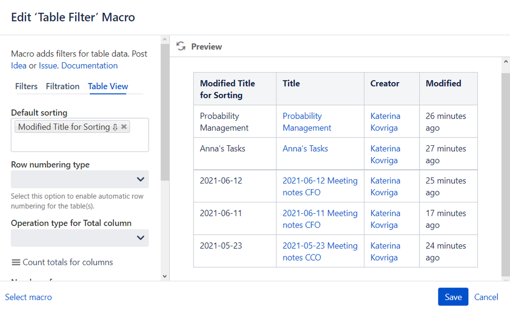 Solved: Table filter and Content Report Table is sorting s