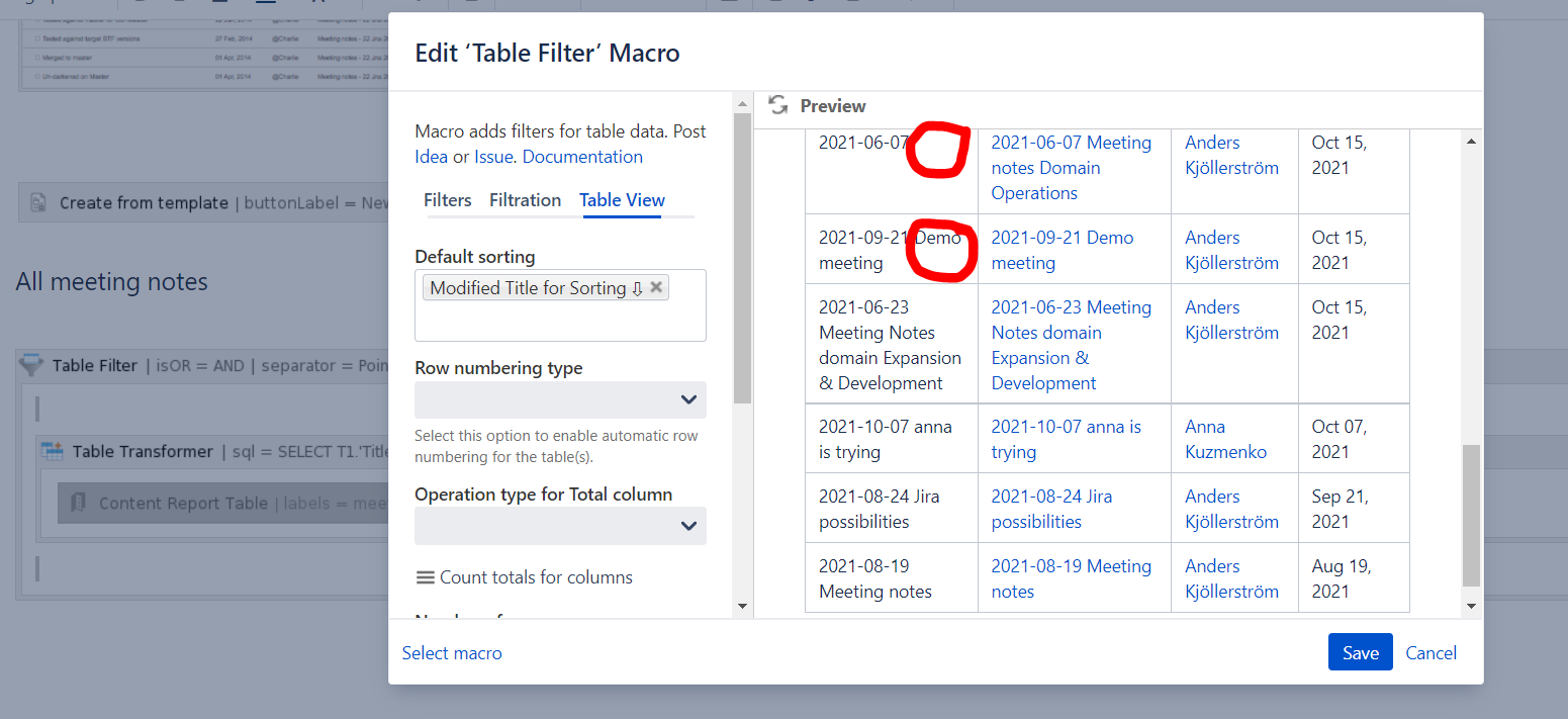 Solved Table filter and Content Report Table is sorting s...