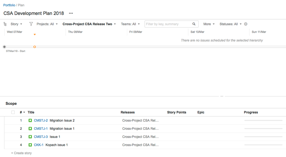 Portfolio for Jira issues are in scope of a cros...