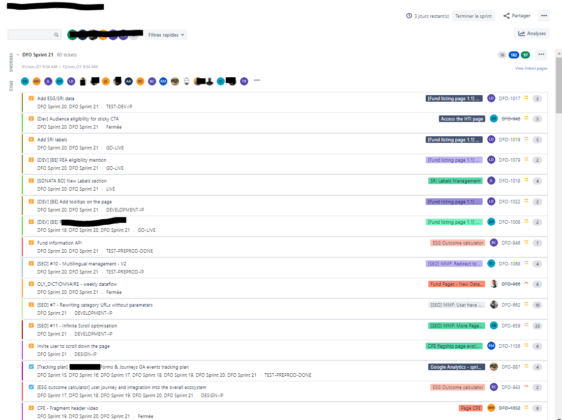 How to do a filter on sprints