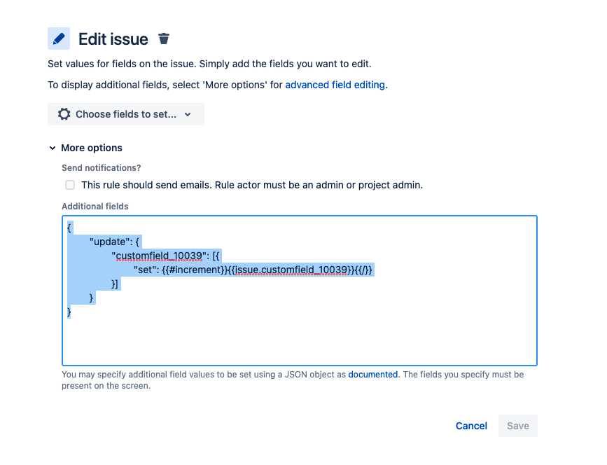 Increment Custom Field on Transition