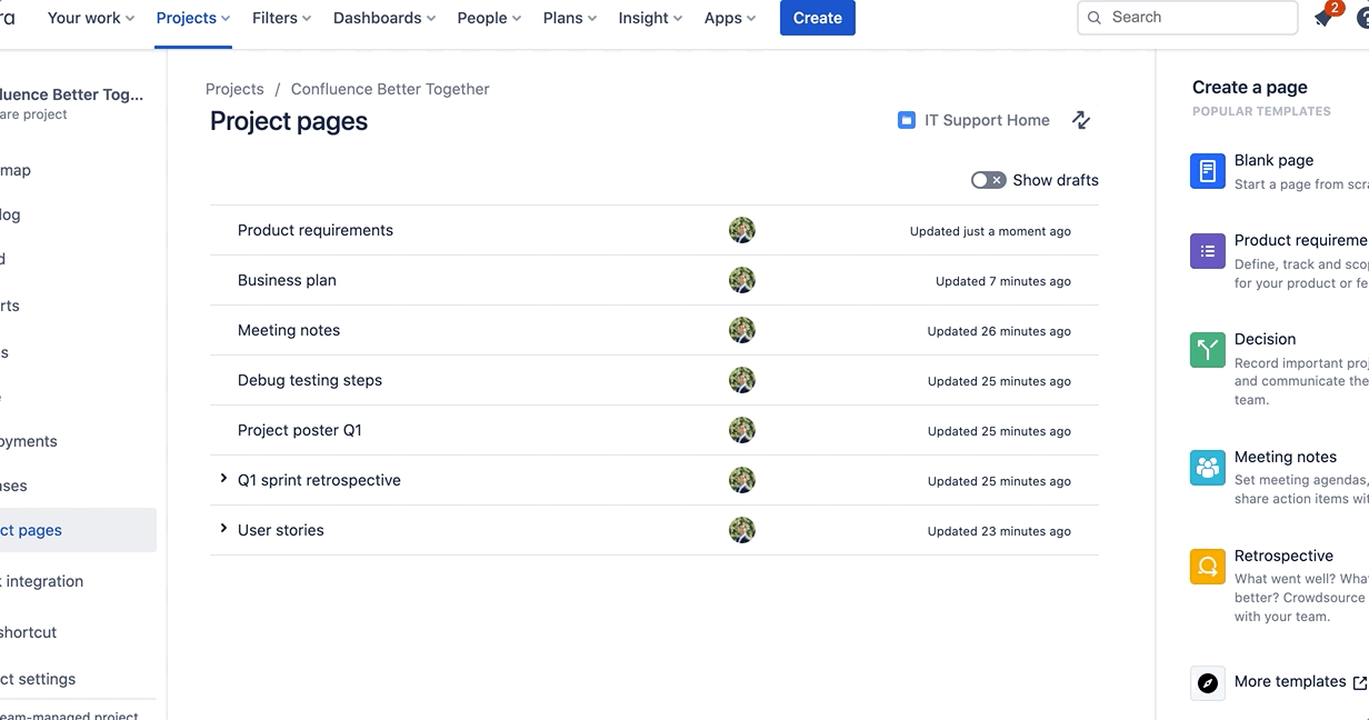 Embedded Confluence pages in Jira Software