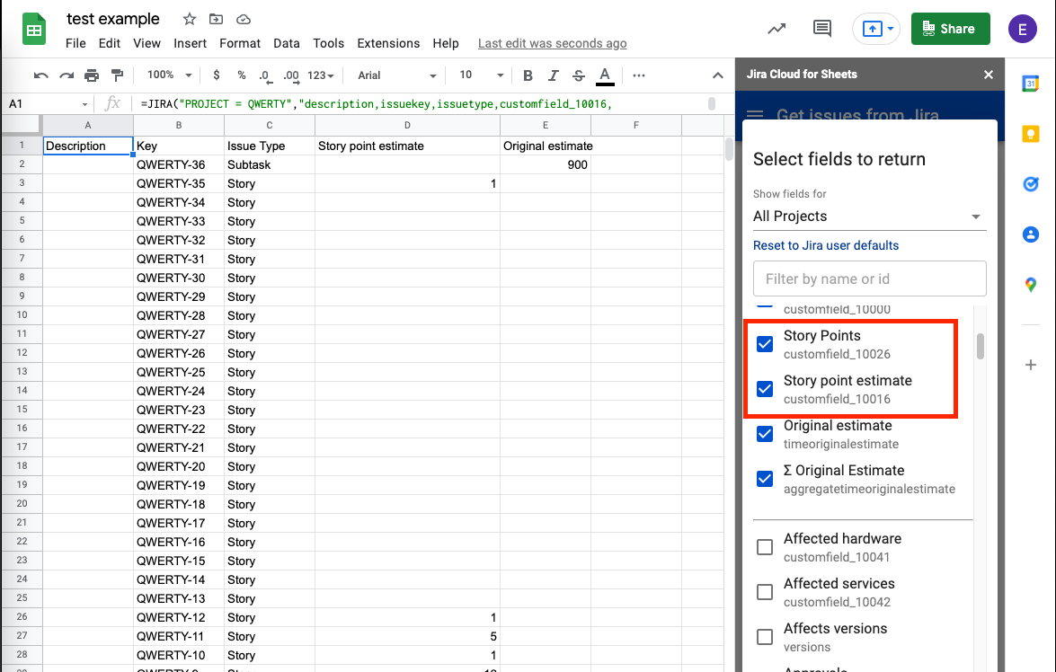 How to add story points and original estimates to