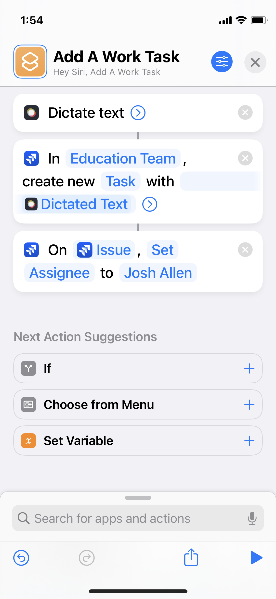 Create Jira Cloud mobile shortcuts using Apple’s Shortcuts app