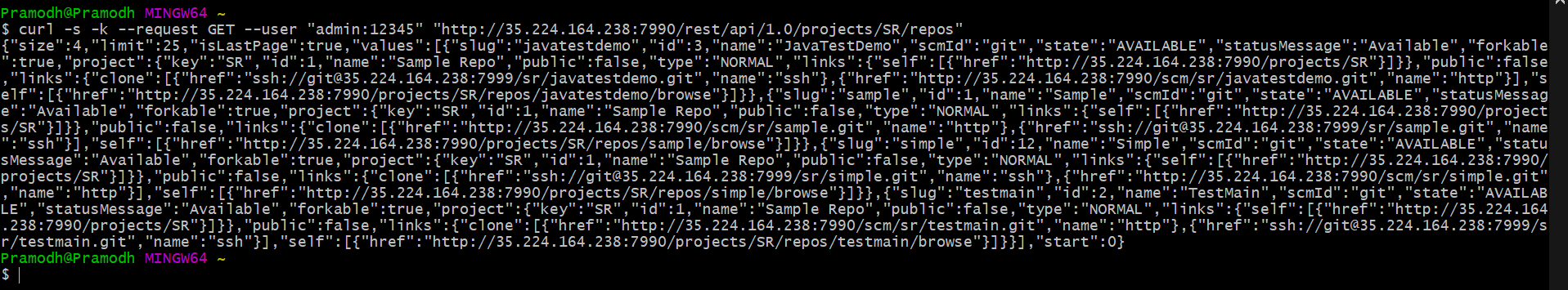 Solved: List all repositories of specific project