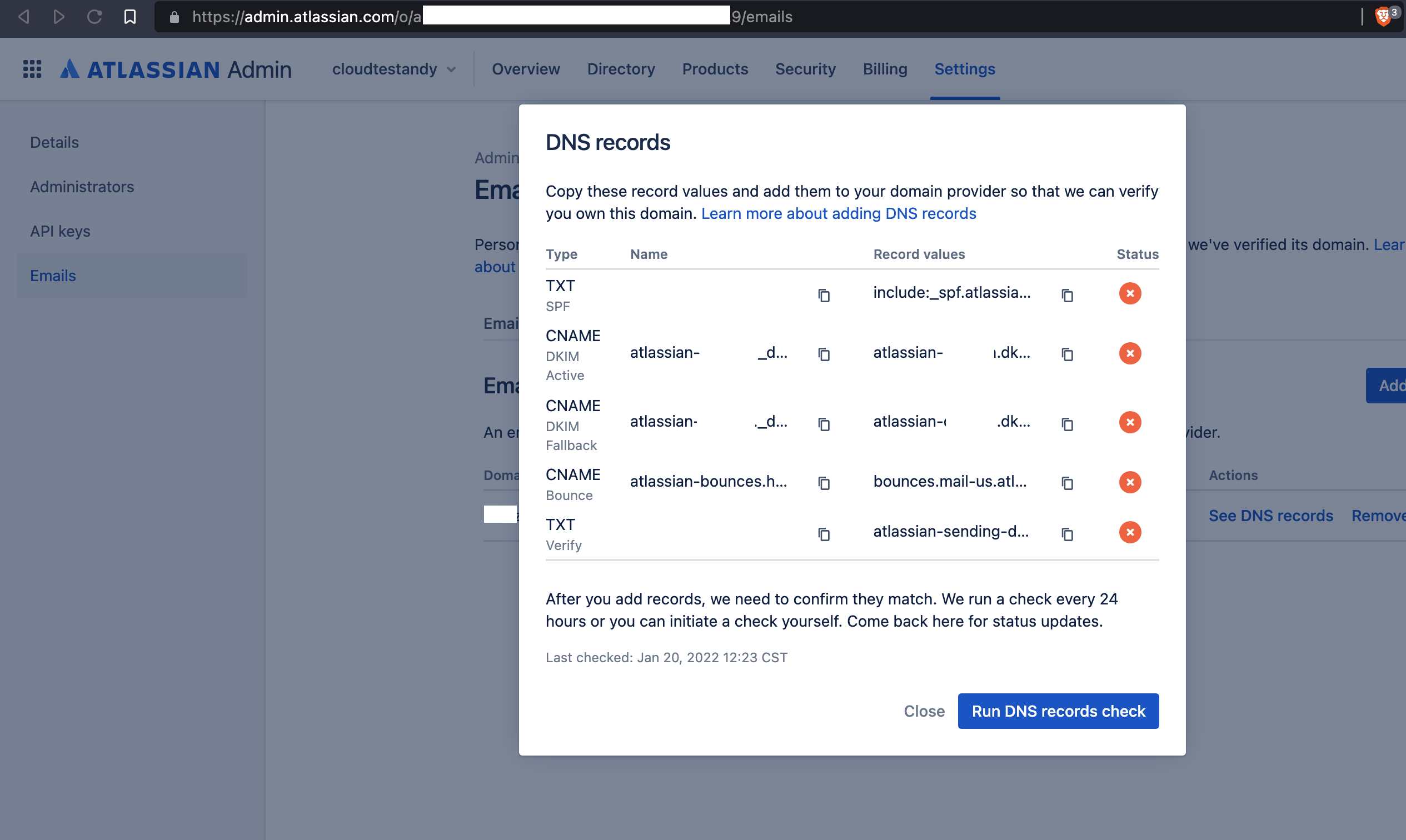 Solved Unable to verify email dns settings