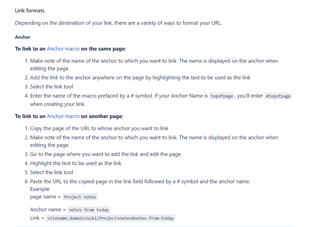 Solved Anchor links in Confluence
