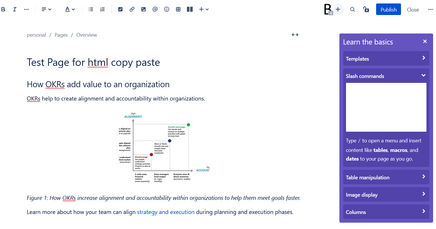 Solved copy html page and paste into confluence. results