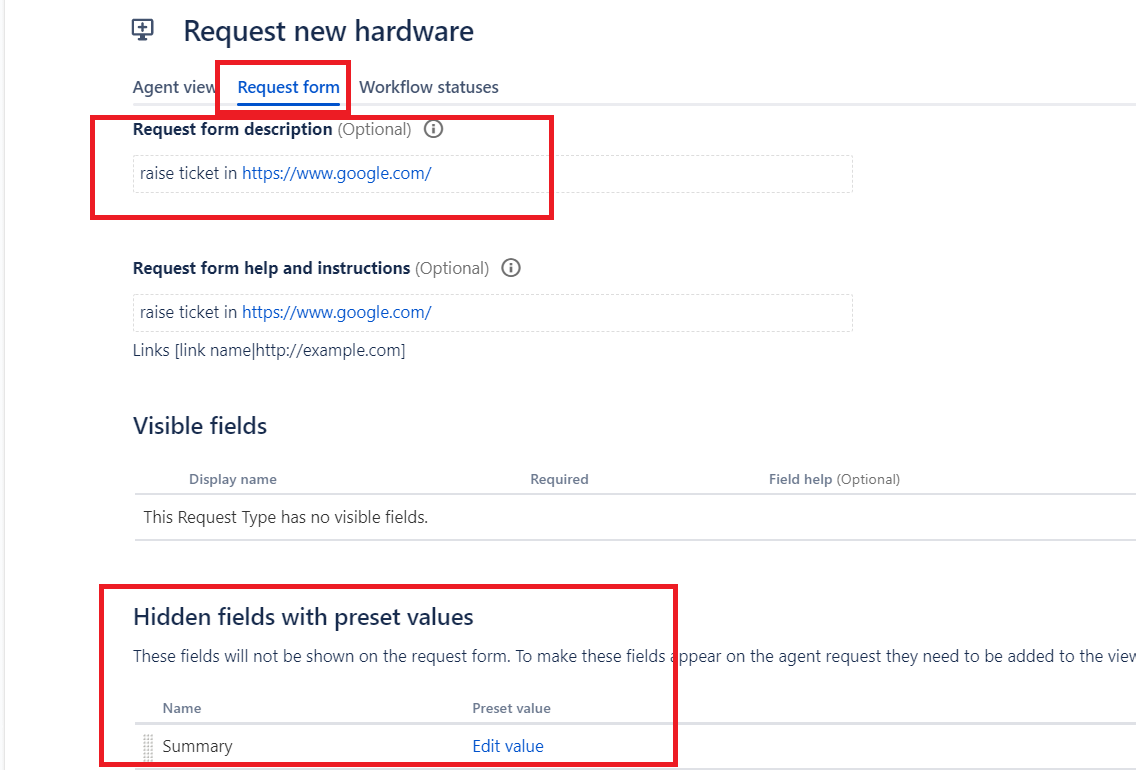 Solved link portal request type to an external link