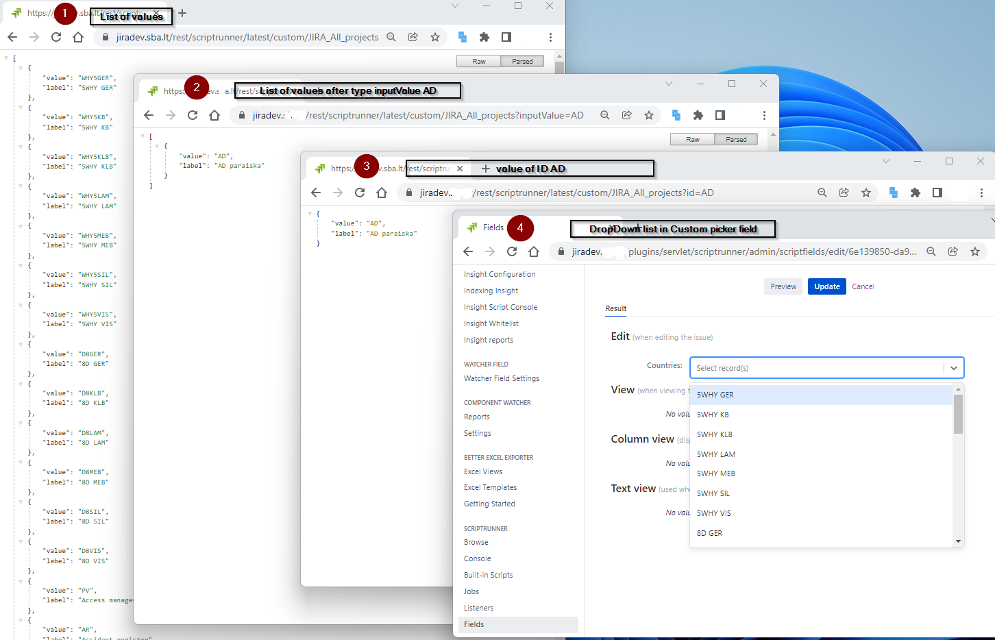 Scriptrunner Custom Picker field Rest API