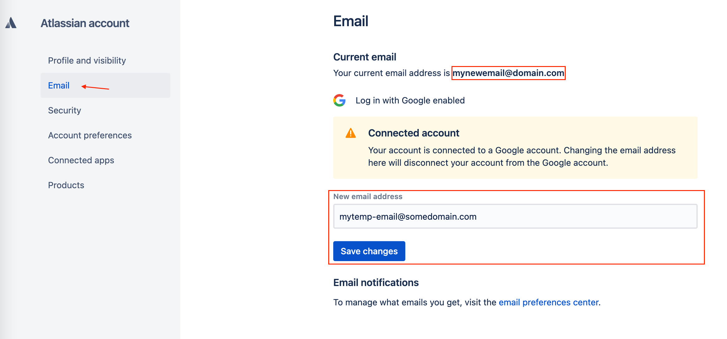 How to change your Atlassian account email address - Atlassian 