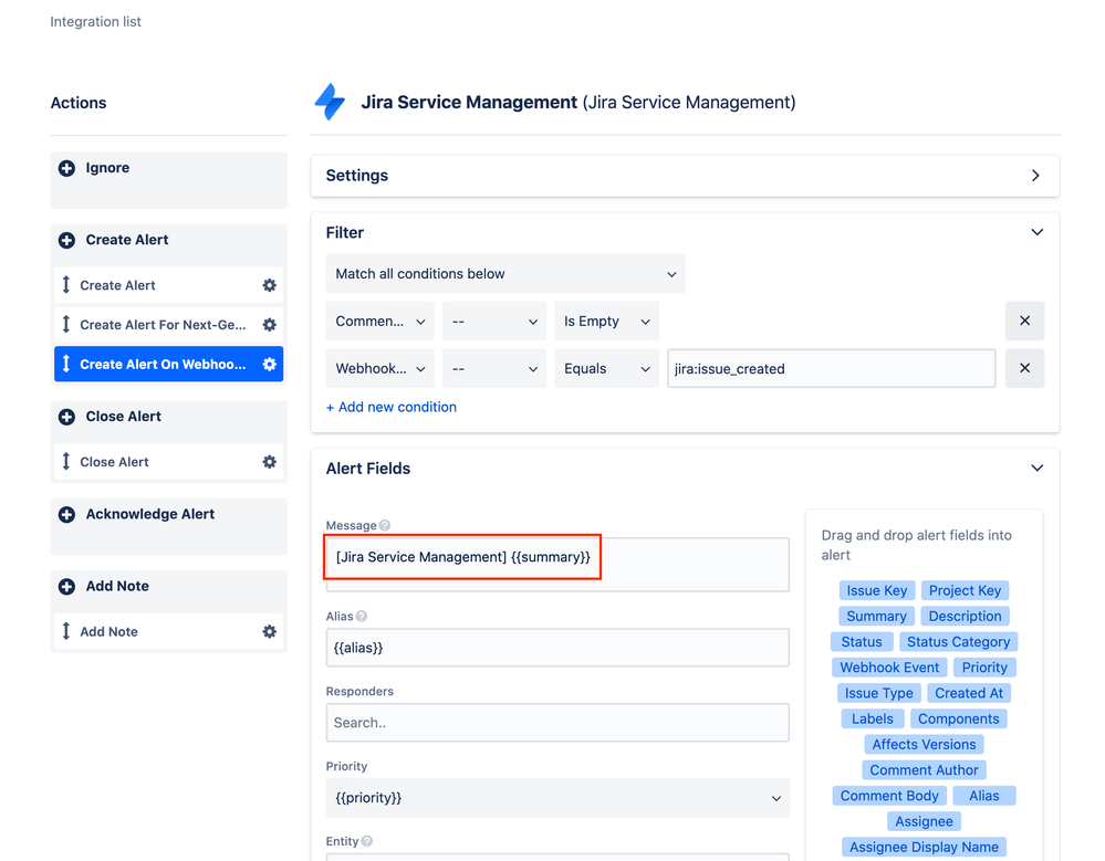 JSM is creating OpsGenie alerts without summary