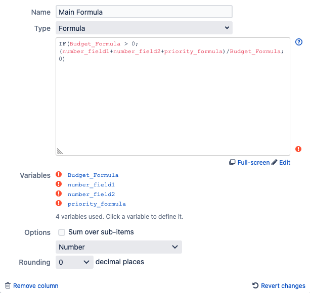 Solved: JIRA structure Formula - Calculate with variable