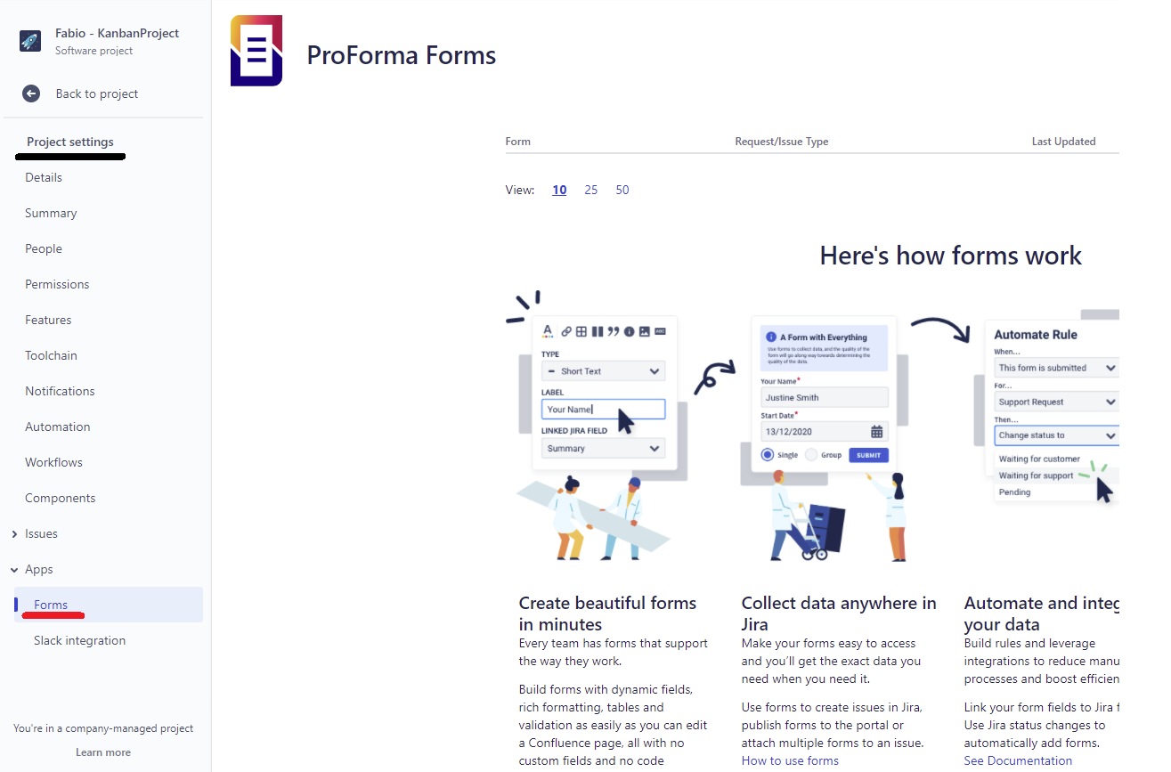 Is Jira forms option not available