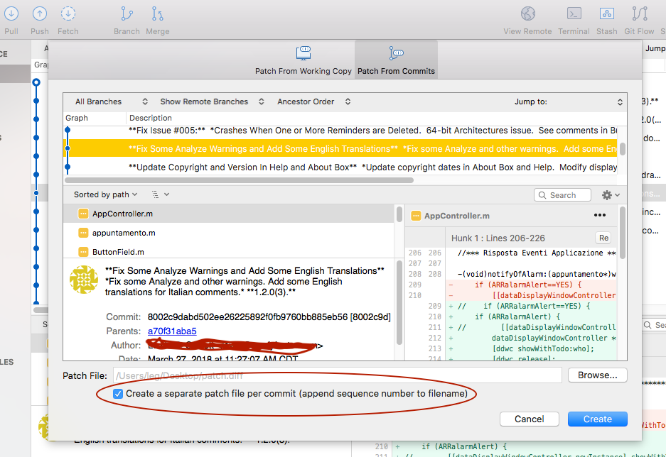 Solved How to create a patch file for each of multiple co...