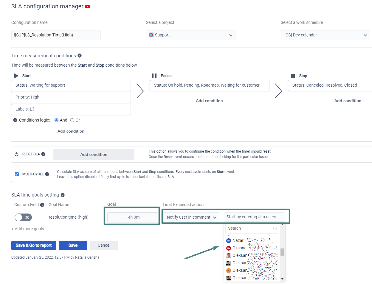 automation for a reminder on open tickets by my te...