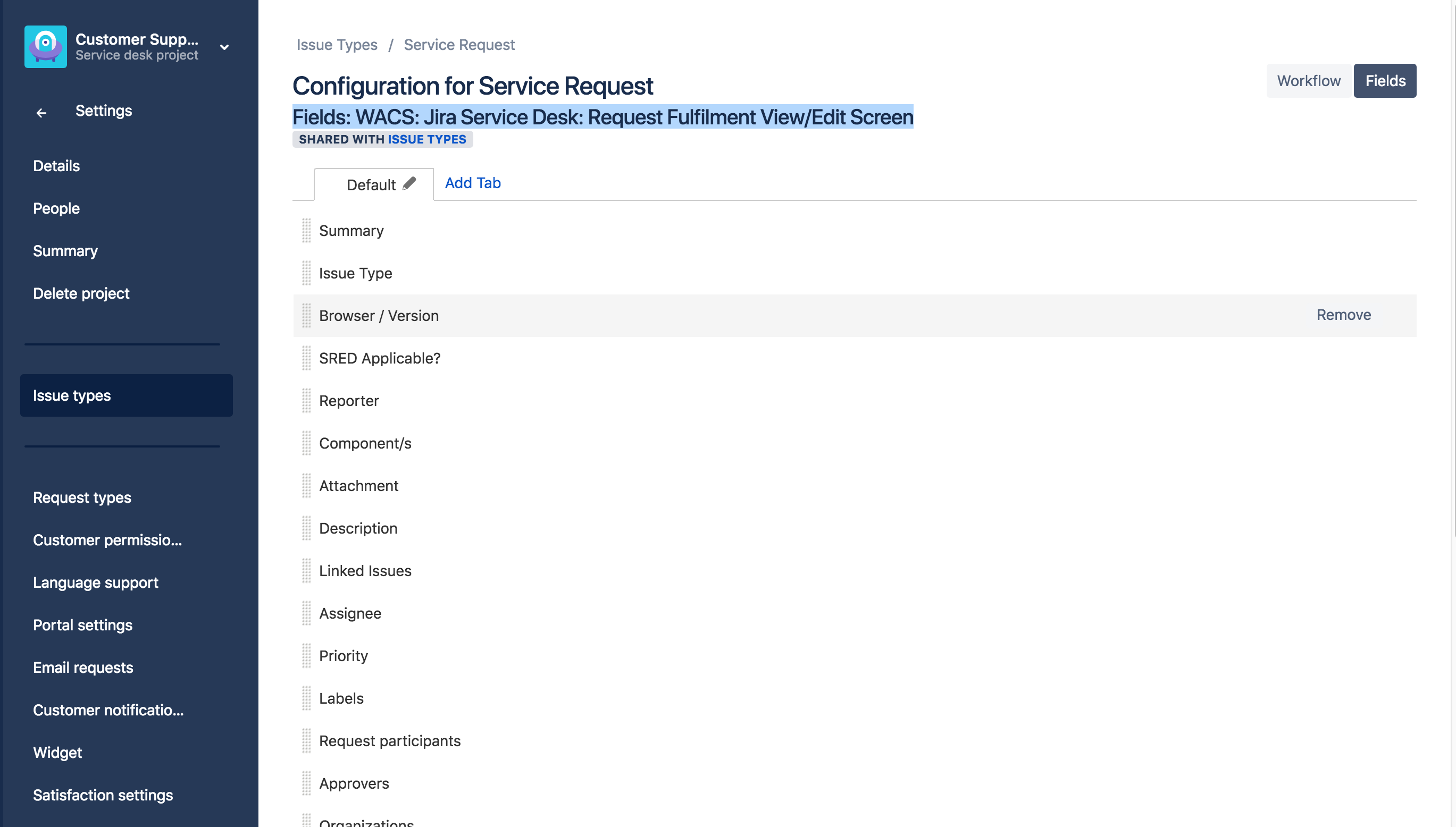 How Do I Add Fields To Issue Type Service Request