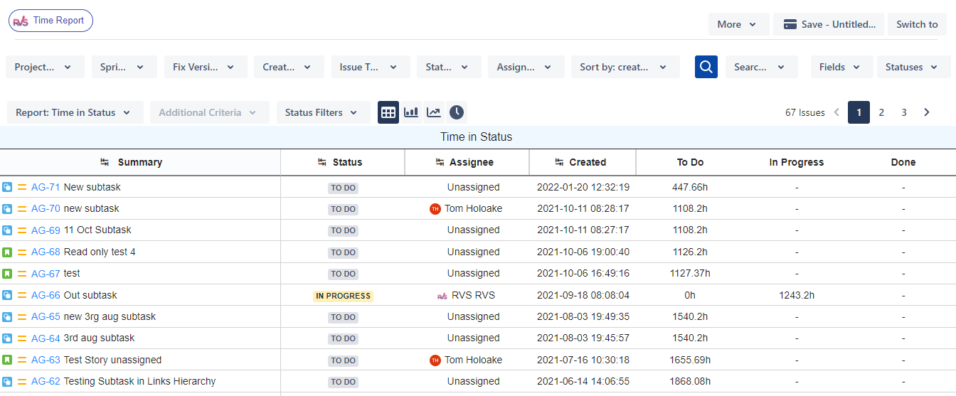 Time in Status - to track time spent in a status