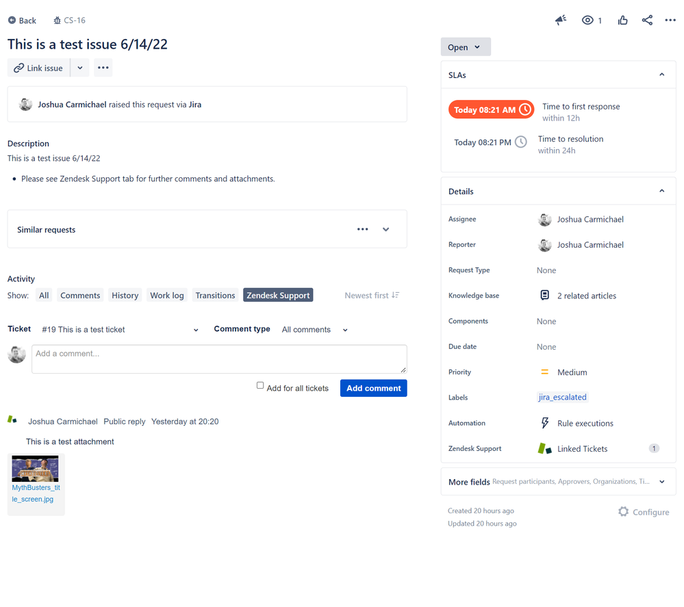 Jira Ticket with Attachment Shown in Zendesk Support Activity.PNG