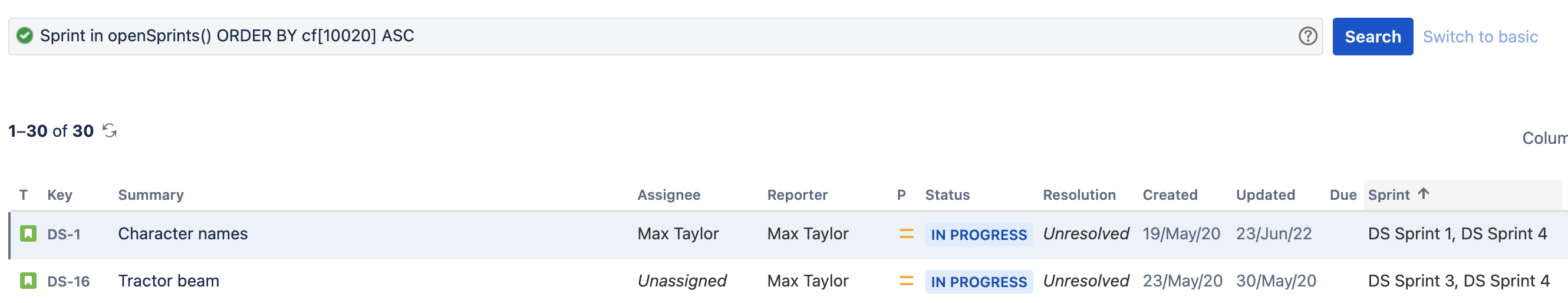 Solved JQL Filter Tickets by Sprints in "Active Sprints...