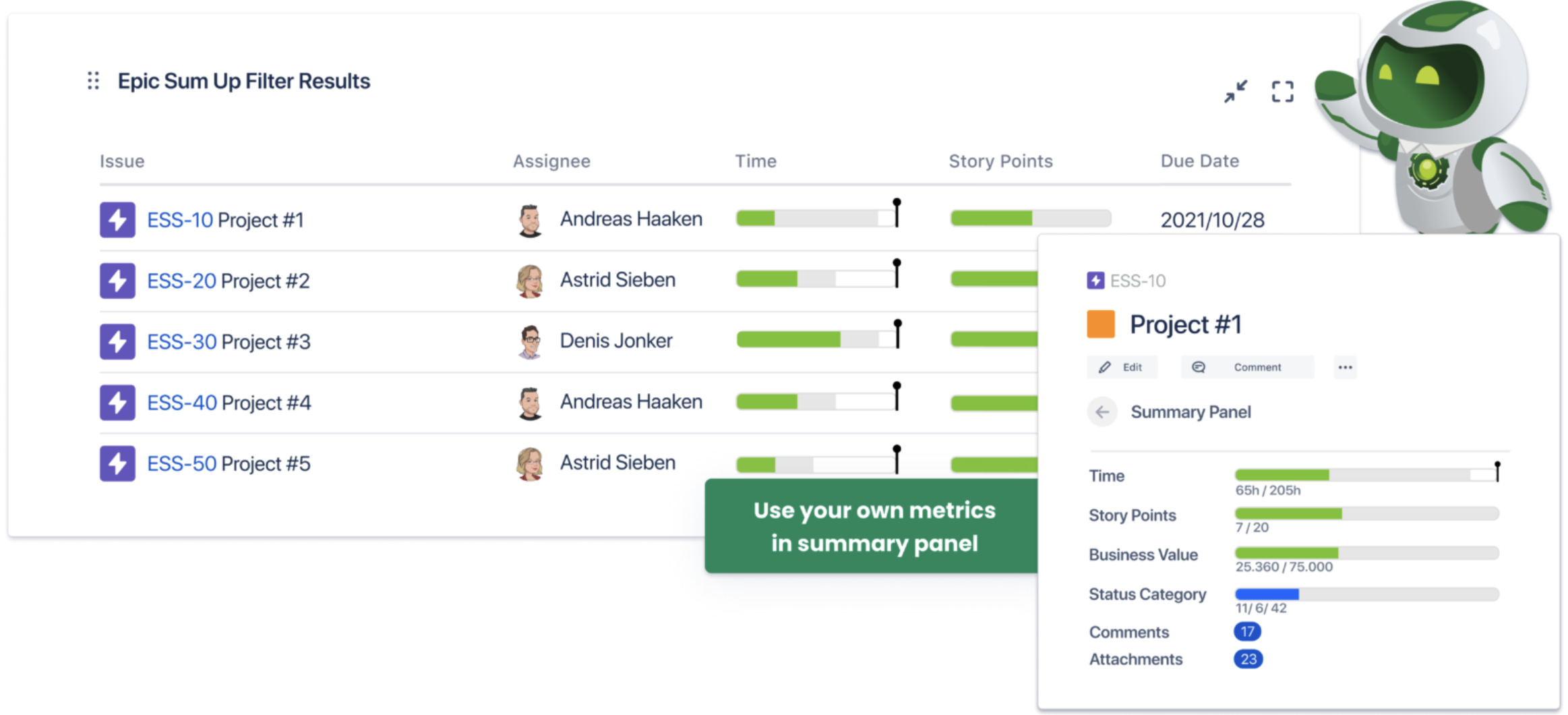 Epic Sum Up gadget and filter do not show any prog...