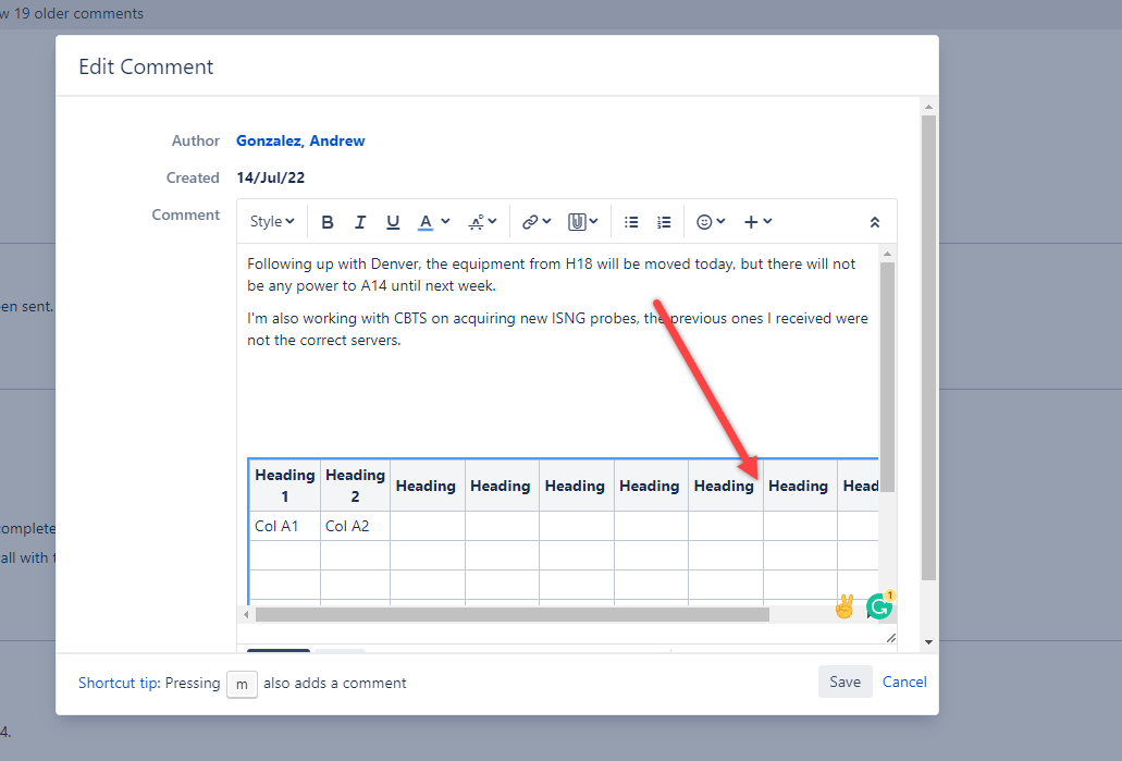 Edit Jira comment in original block