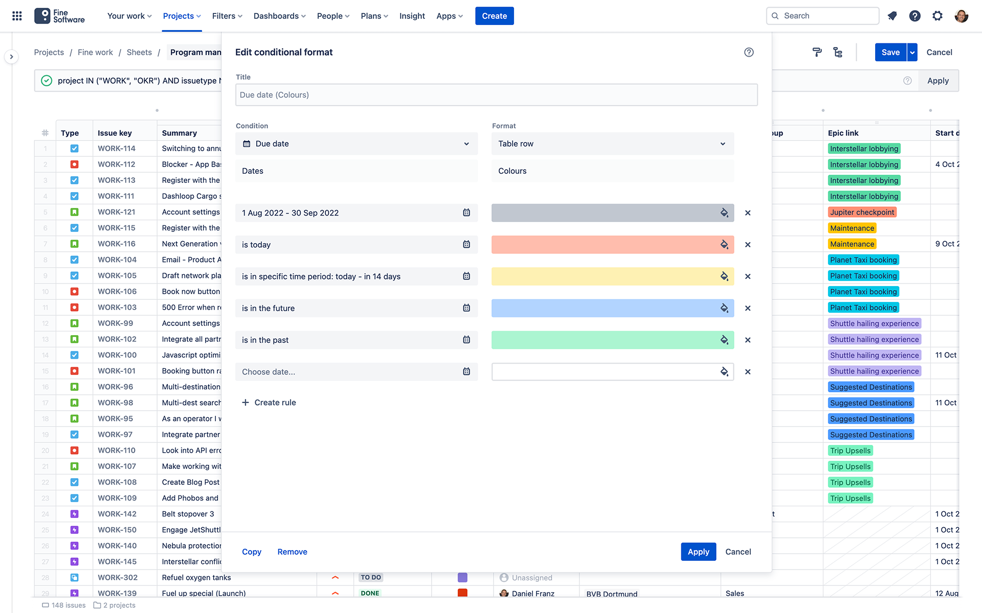 Introducing conditional formatting in JXL Make y Atlassian