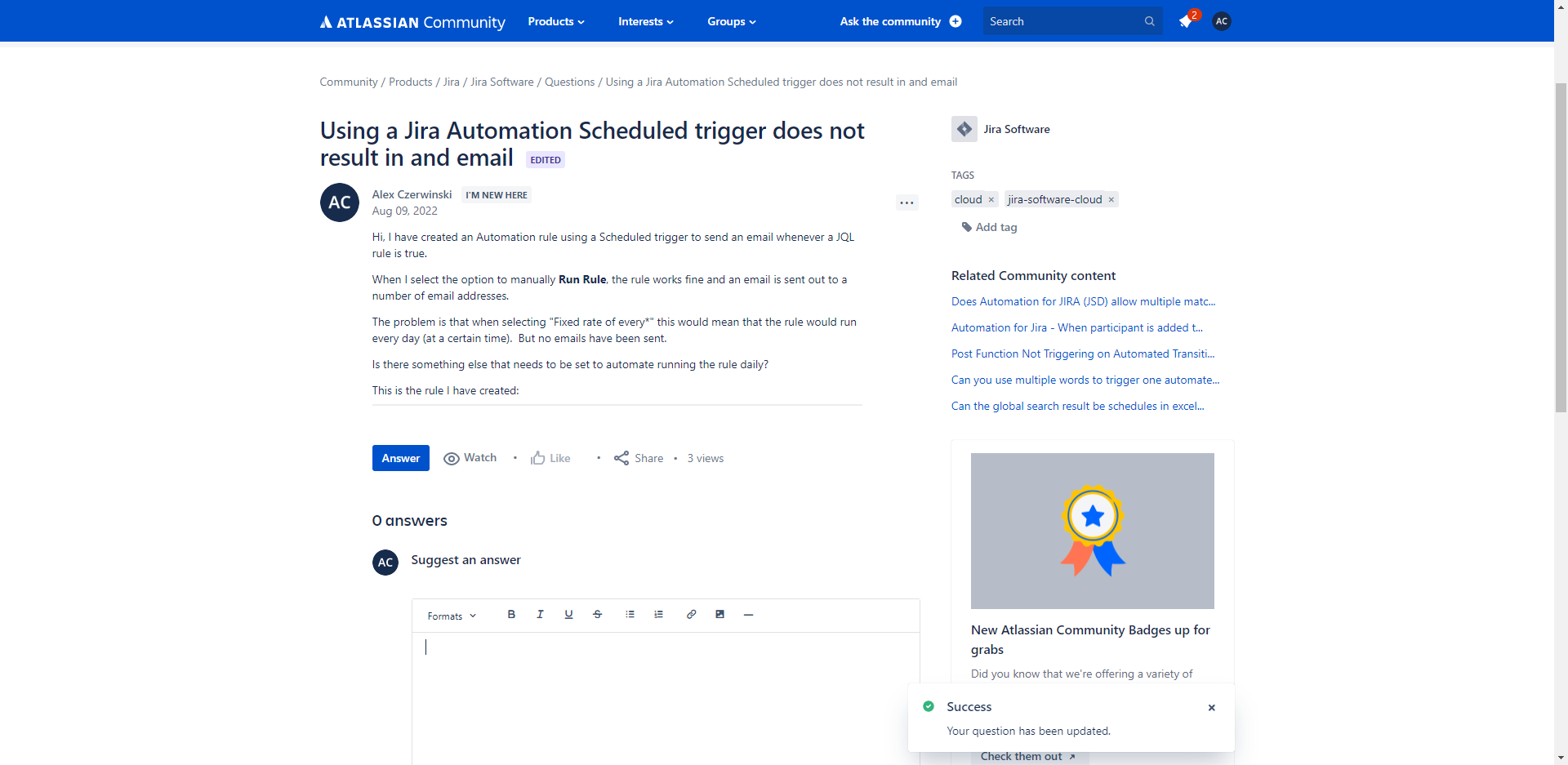 Using a Jira Automation Scheduled trigger does not
