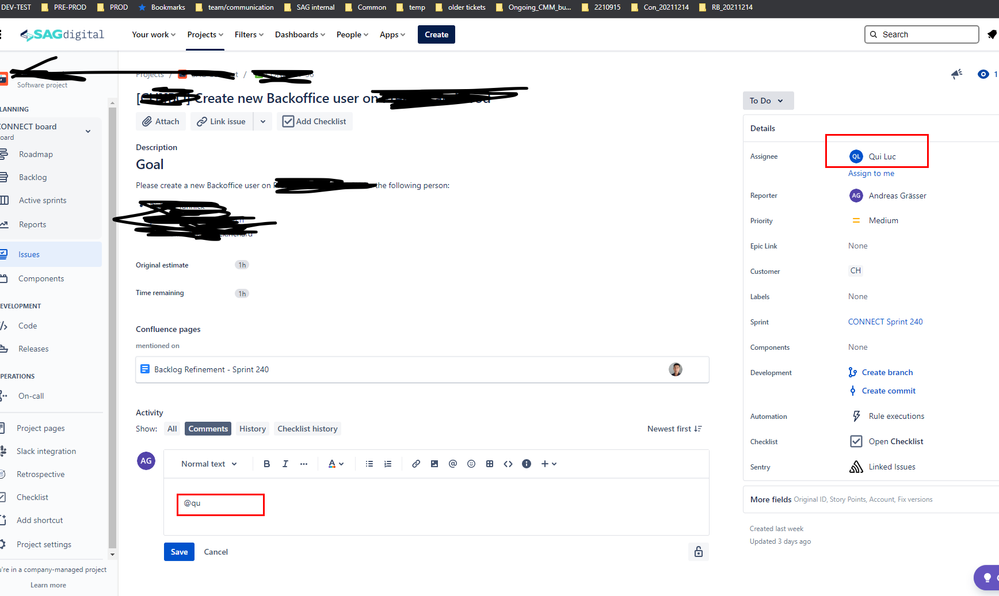 Solved Unable to tag people in Jira comments