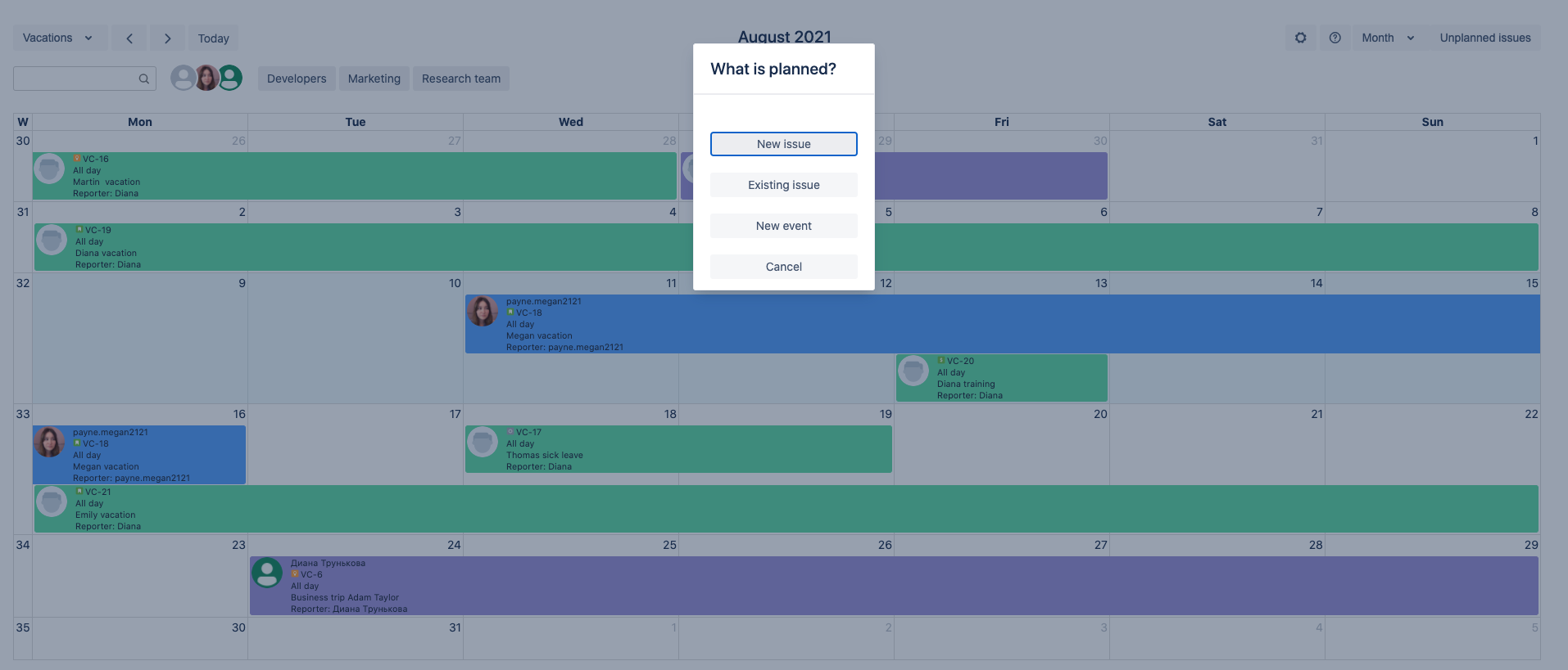 Coordinate vacations and day off right in Jira - Atlassian Community