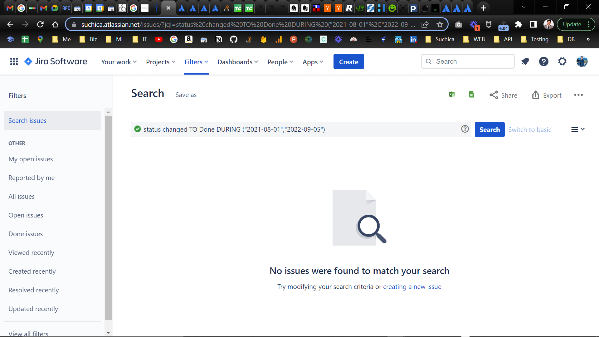 Solved JQL (status changed TO "Done" AFTER "2021/08/01")