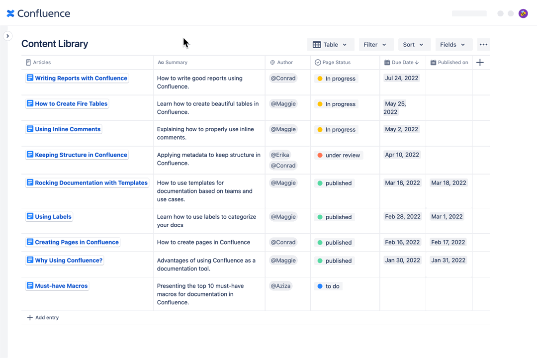 Drop down on Confluence Page