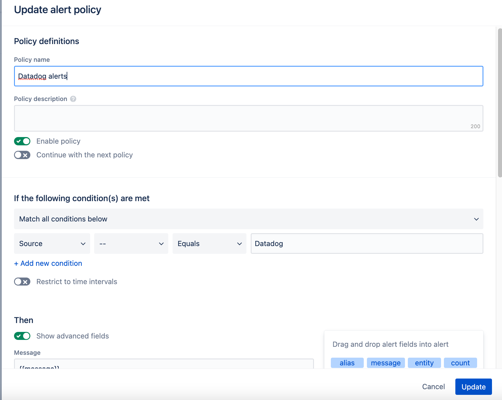 Solved Datadog tag journey into Statuspage incident throu...