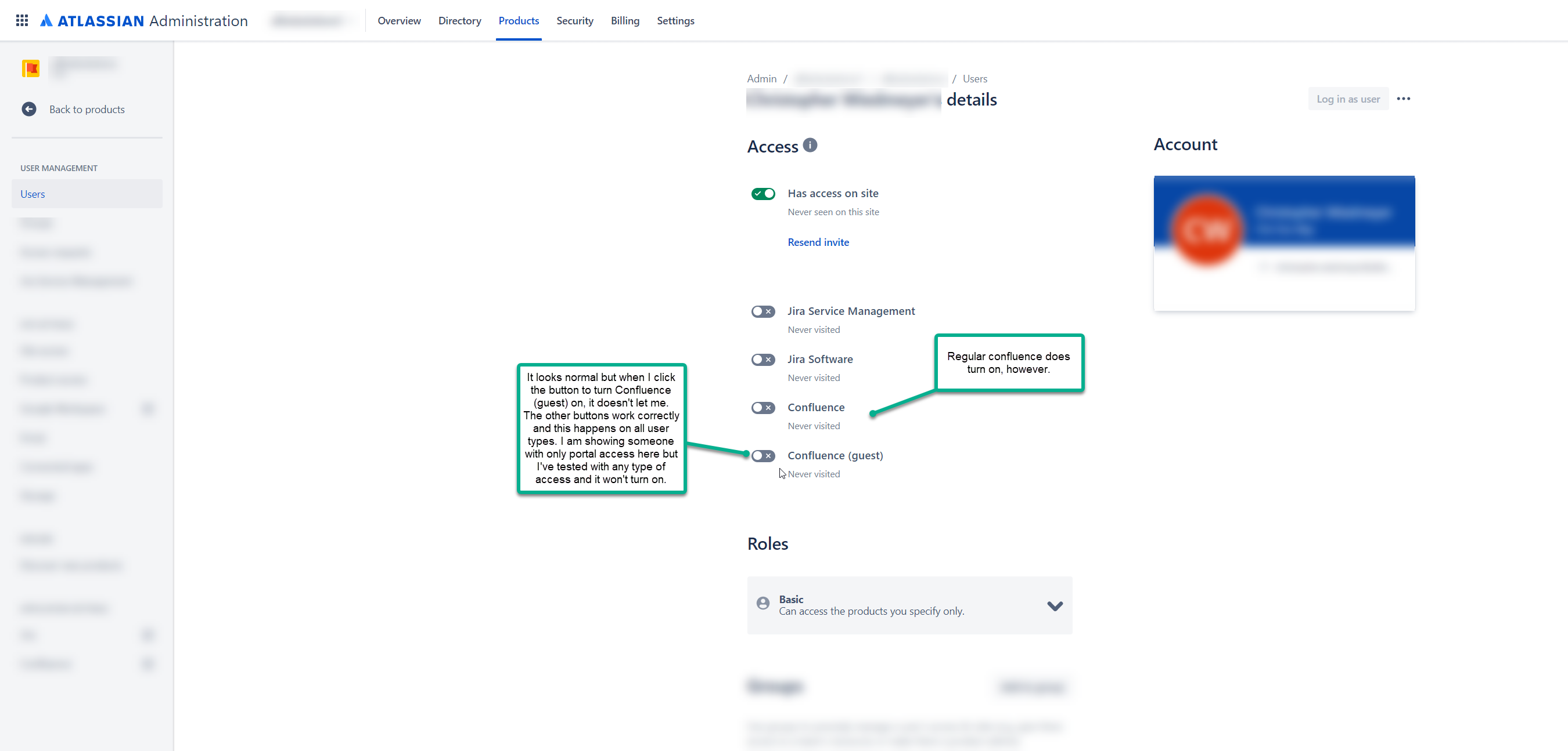Solved Confluence (guest) Access Won't Turn On, Why?